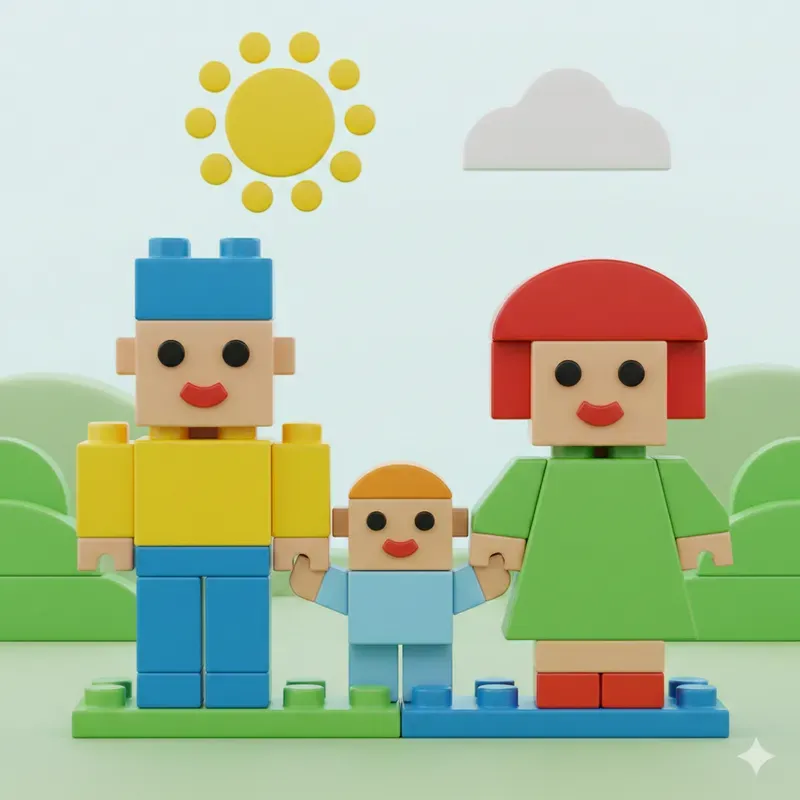 Kids Brick Toy Style Illustrations