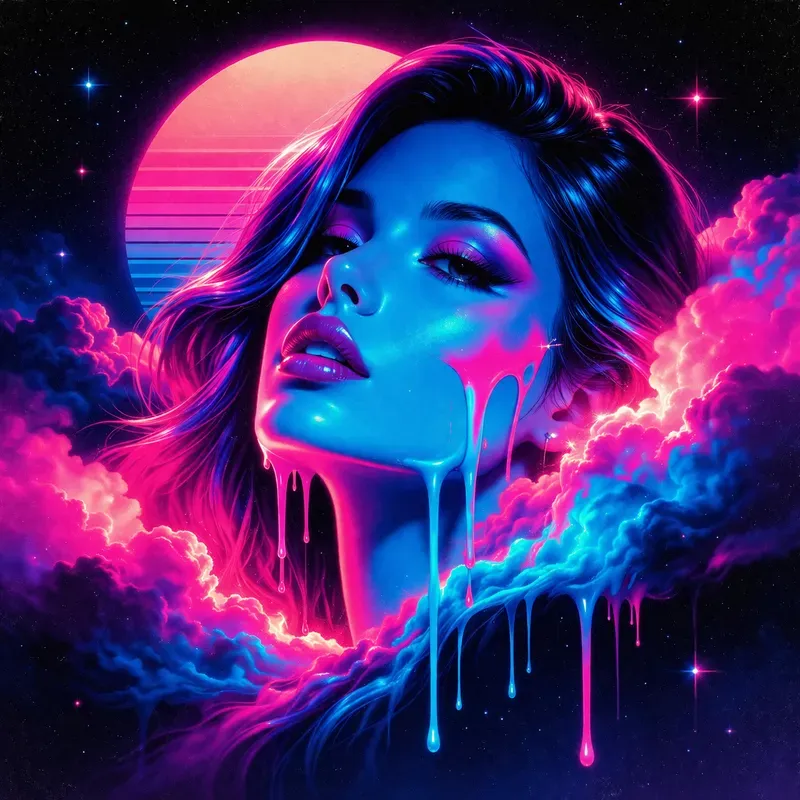 Synthwave Surreal Dripping Art Generator