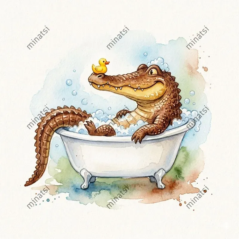 Watercolor Bath Reptile Characters