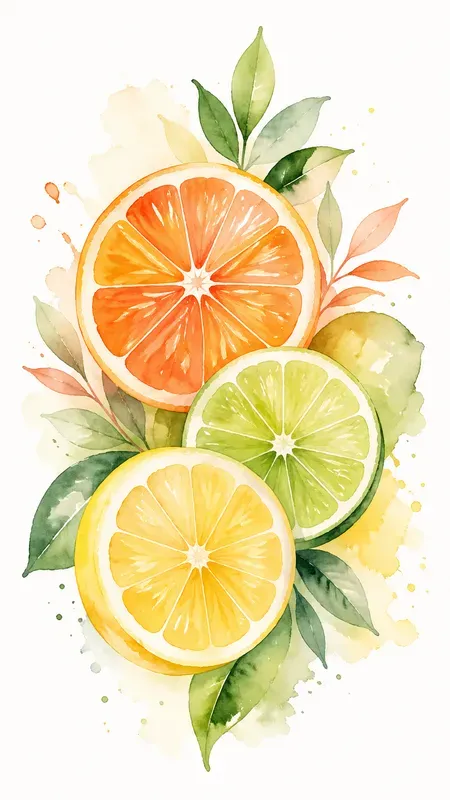 Refined Tropical Watercolor Fruits