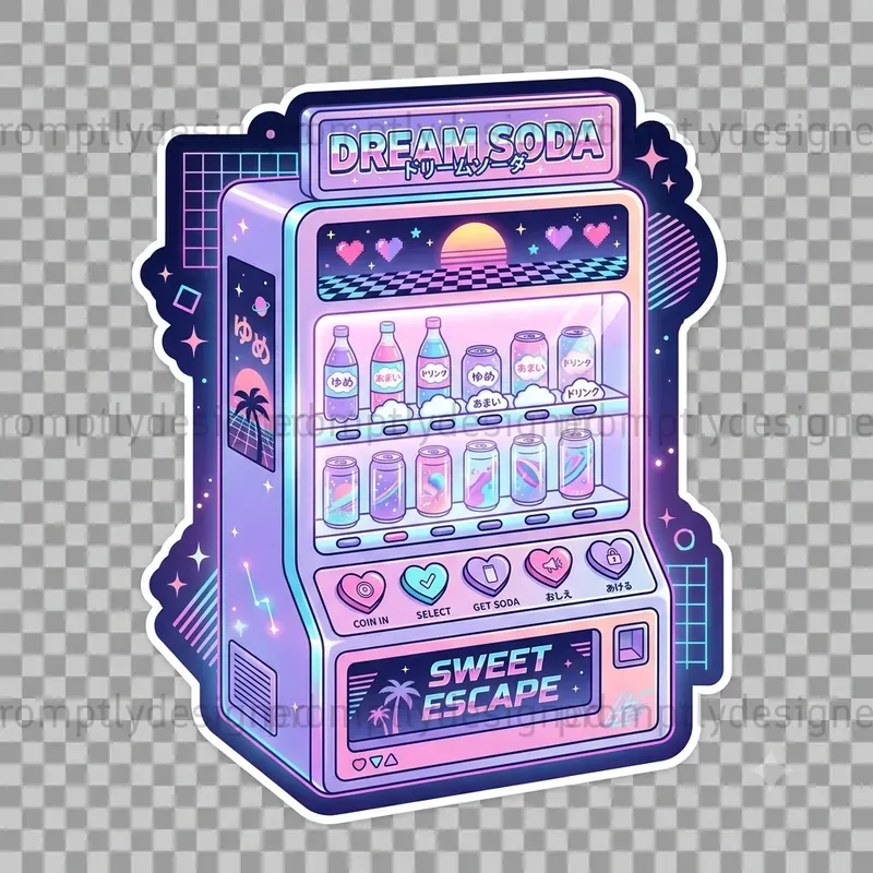 Retro Japanese Vending Machine Stickers