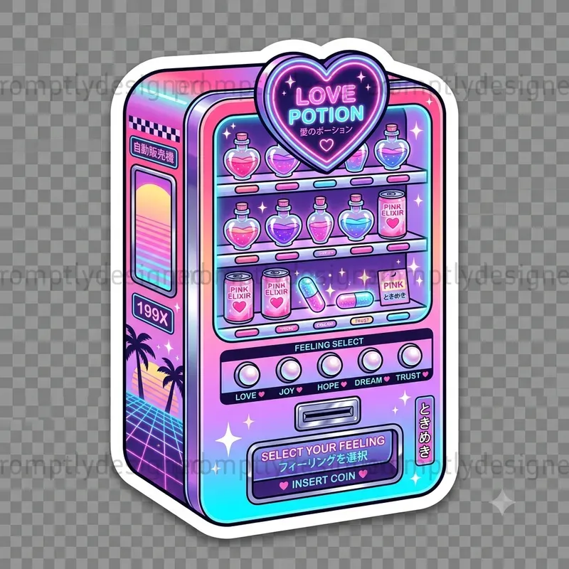 Retro Japanese Vending Machine Stickers
