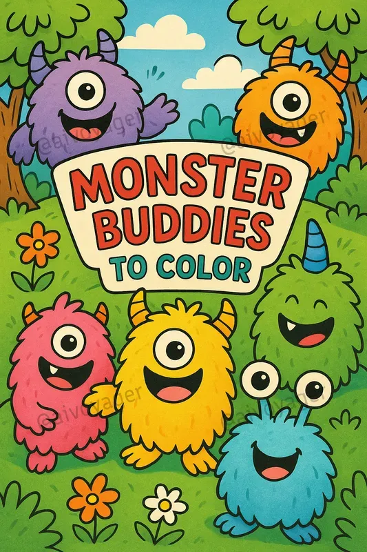 Cute Monsters Coloring Book Covers