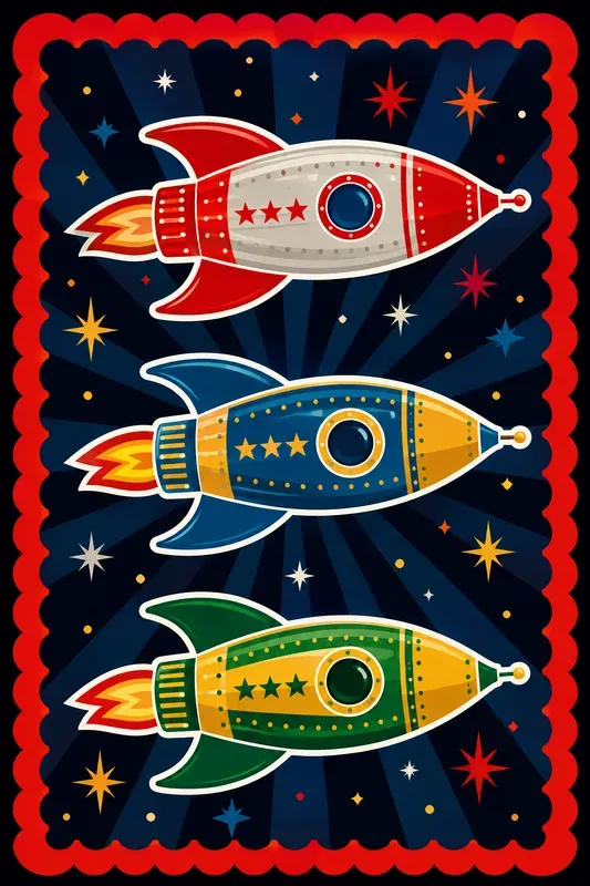 Retro Naive Vector Illustrations