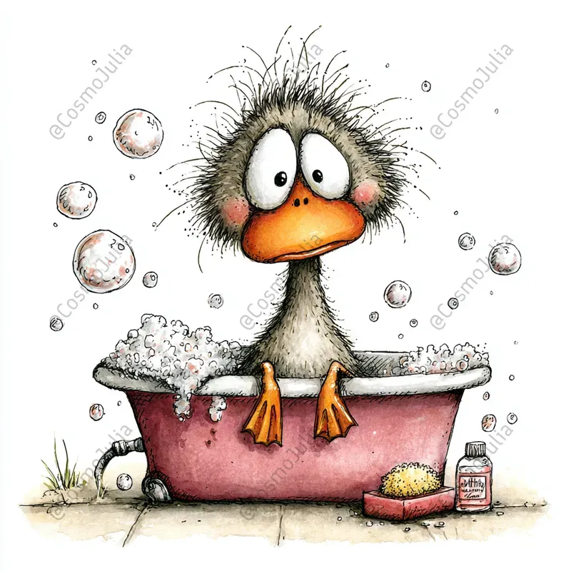 Whimsical Bubble Bath Animals Clipart