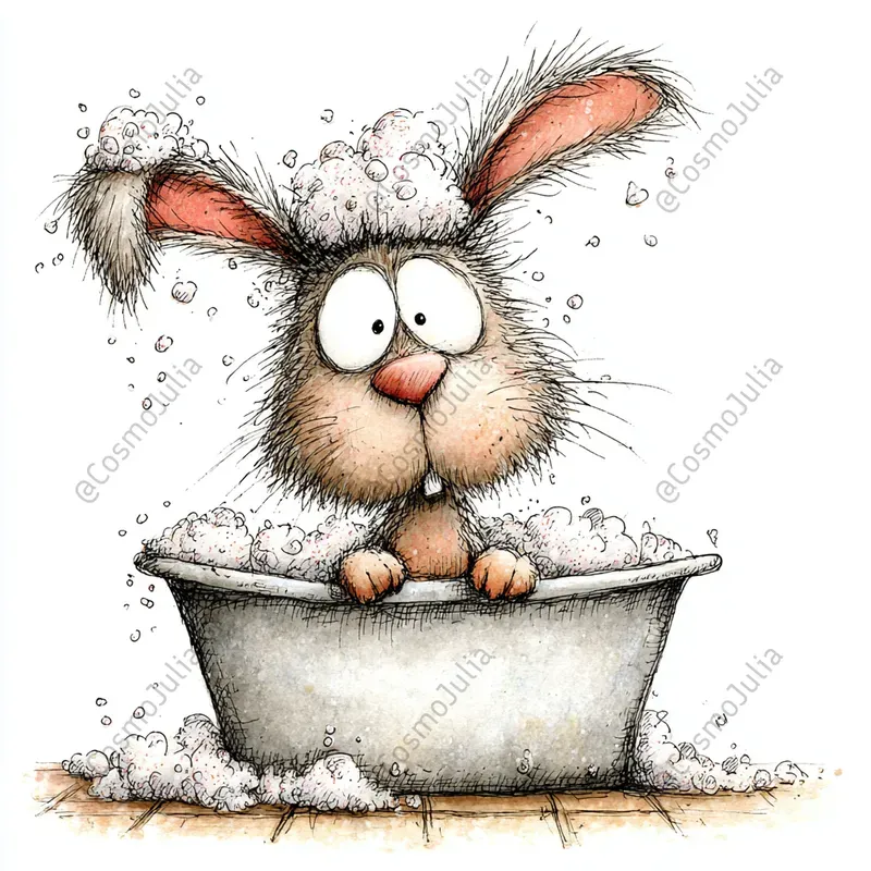 Whimsical Bubble Bath Animals Clipart