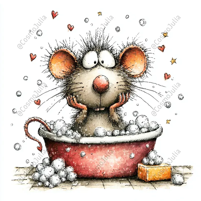 Whimsical Bubble Bath Animals Clipart