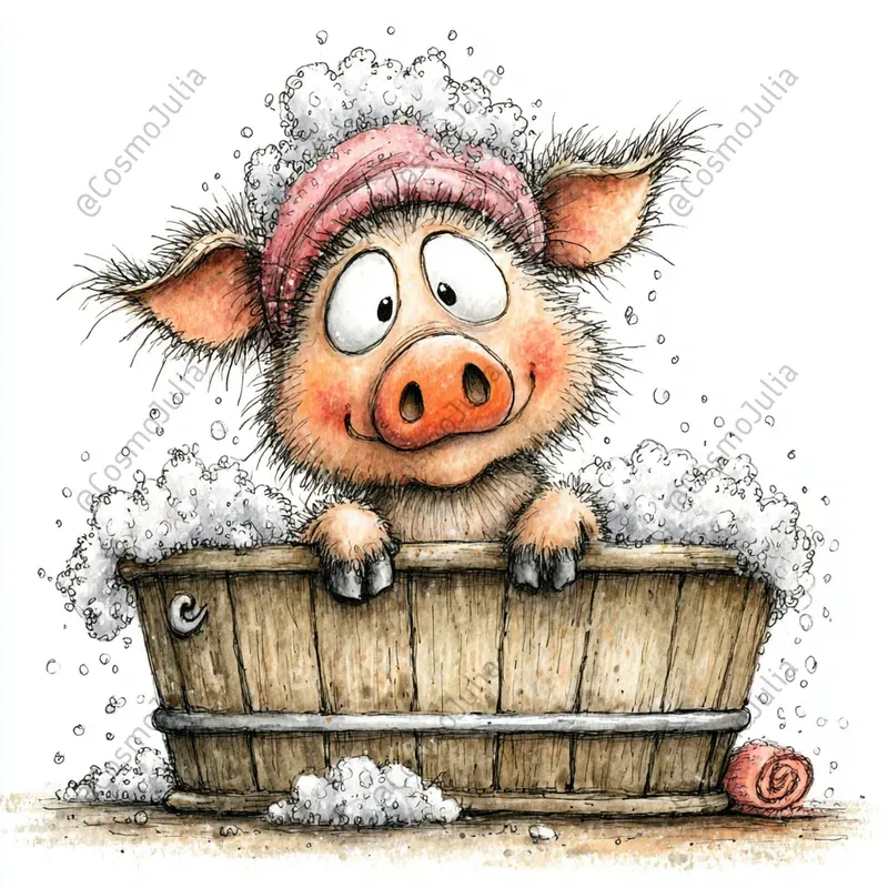 Whimsical Bubble Bath Animals Clipart