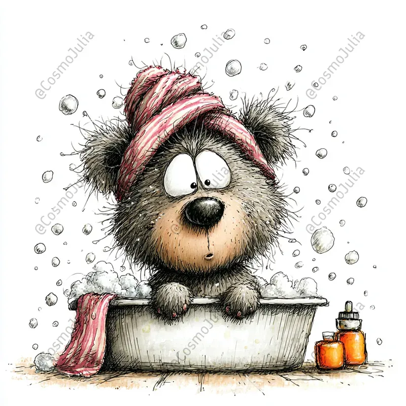 Whimsical Bubble Bath Animals Clipart