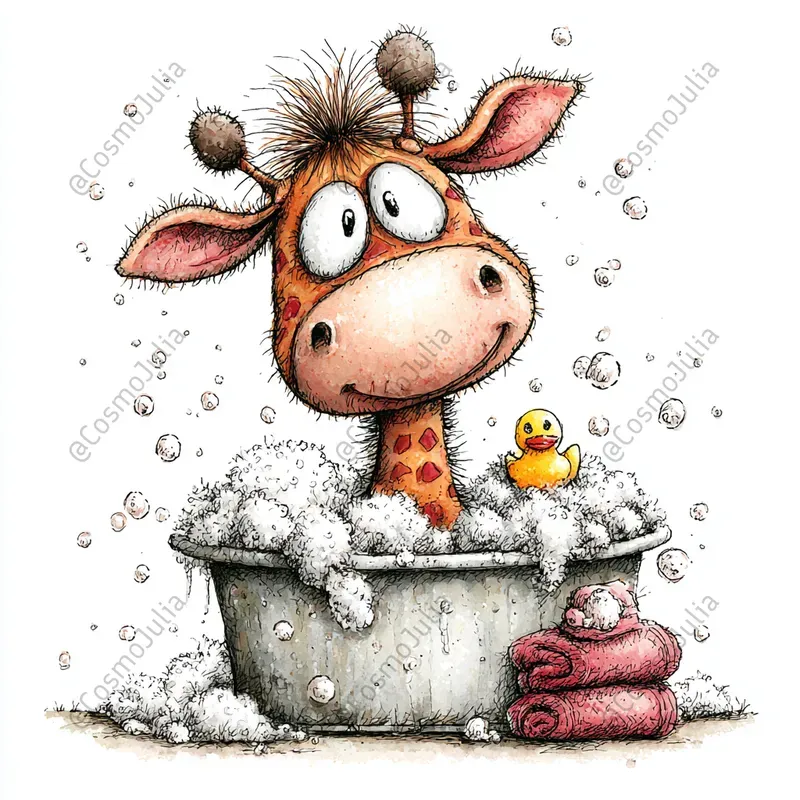Whimsical Bubble Bath Animals Clipart