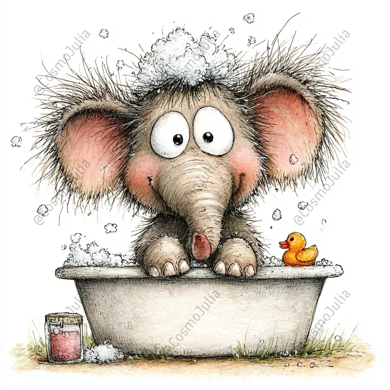 Whimsical Bubble Bath Animals Clipart