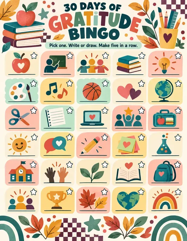 Kids Gratitude Bingo Challenges