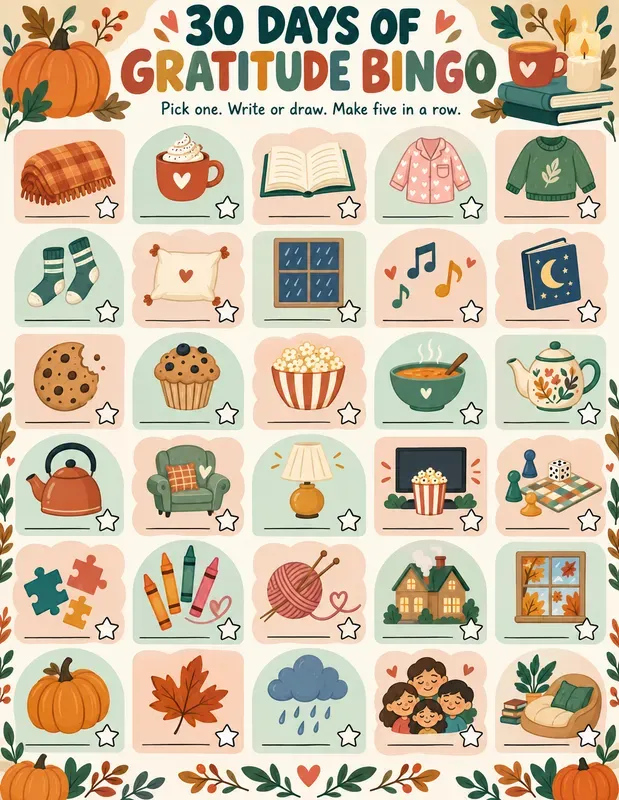 Kids Gratitude Bingo Challenges