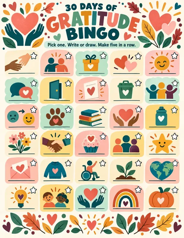 Kids Gratitude Bingo Challenges