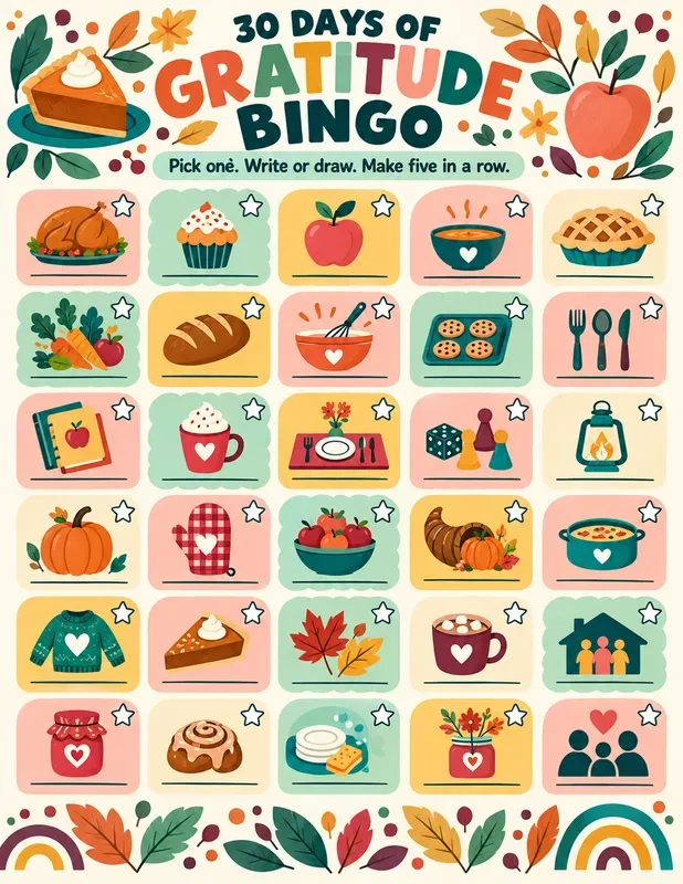 Kids Gratitude Bingo Challenges