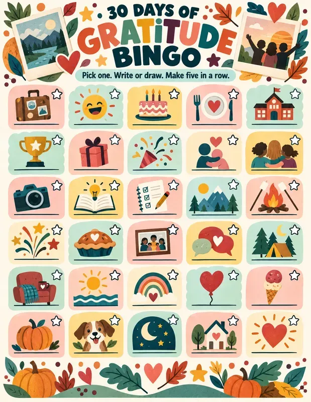 Kids Gratitude Bingo Challenges