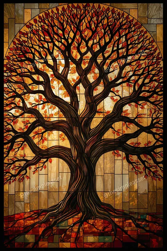 Seamless Art Nouveau Glass Trees