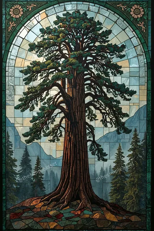 Seamless Art Nouveau Glass Trees