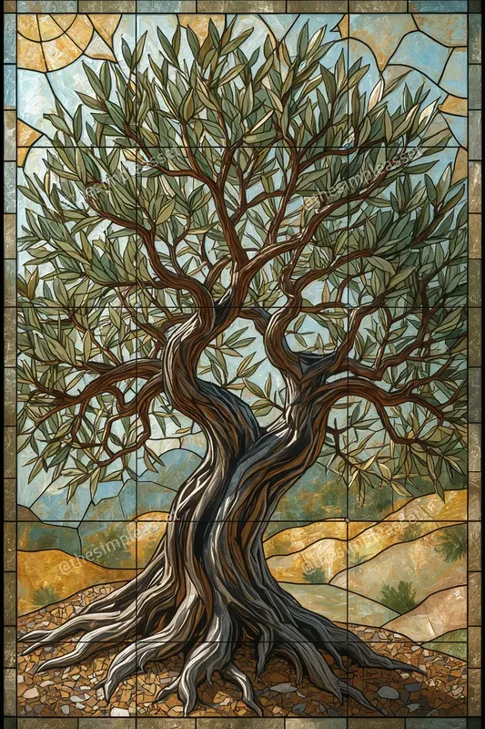 Seamless Art Nouveau Glass Trees