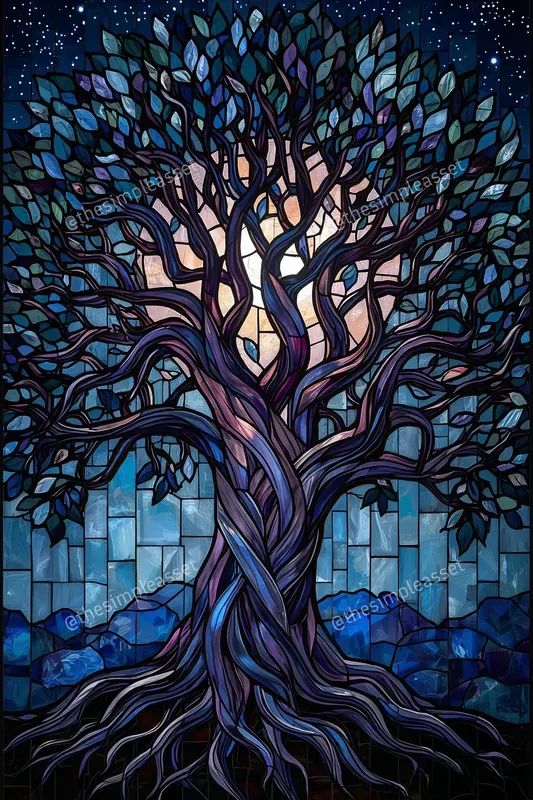 Seamless Art Nouveau Glass Trees