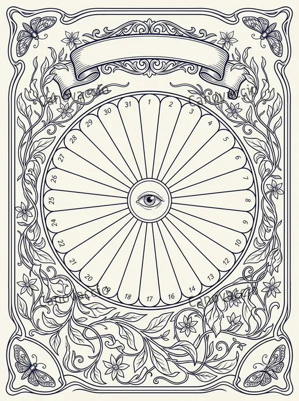 Art Nouveau Radial Habit Tracker Pages