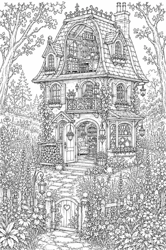 Whimsical Tiny Cottage Homes Adult Art