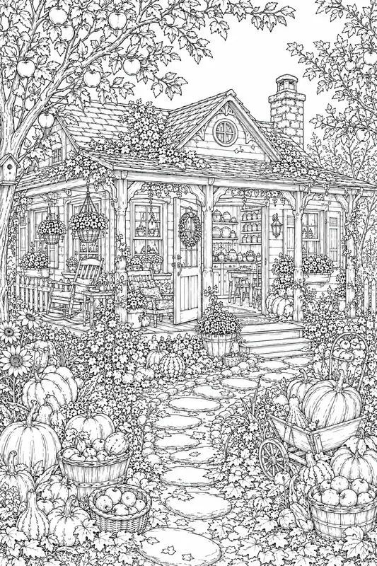 Whimsical Tiny Cottage Homes Adult Art