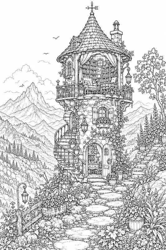 Whimsical Tiny Cottage Homes Adult Art