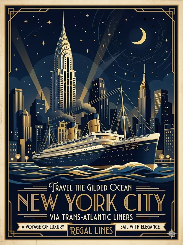 Premium Vintage Art Deco Travel Posters