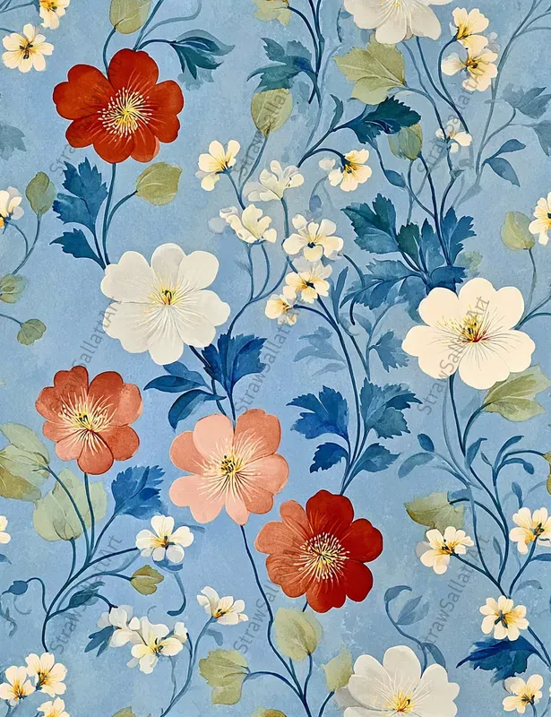 Realistic Floral Textile Art Patterns