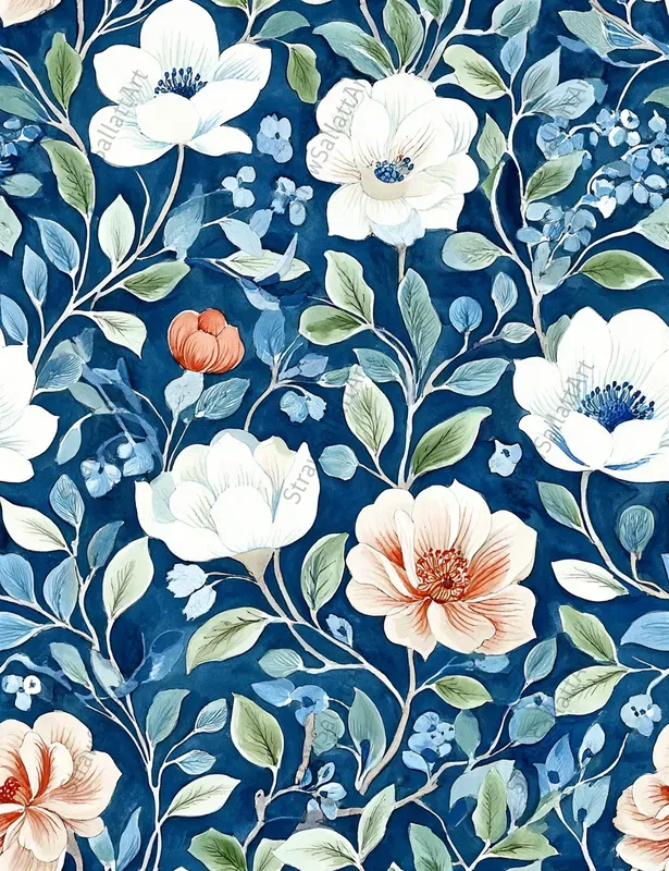 Realistic Floral Textile Art Patterns