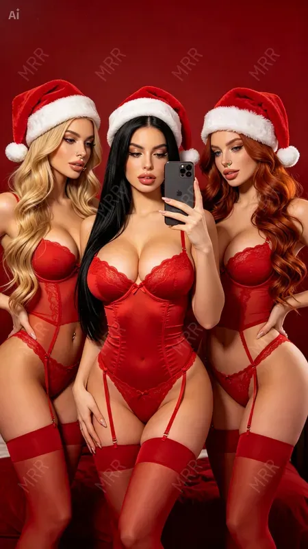 Photoreal Triple Mirror Girl Selfies
