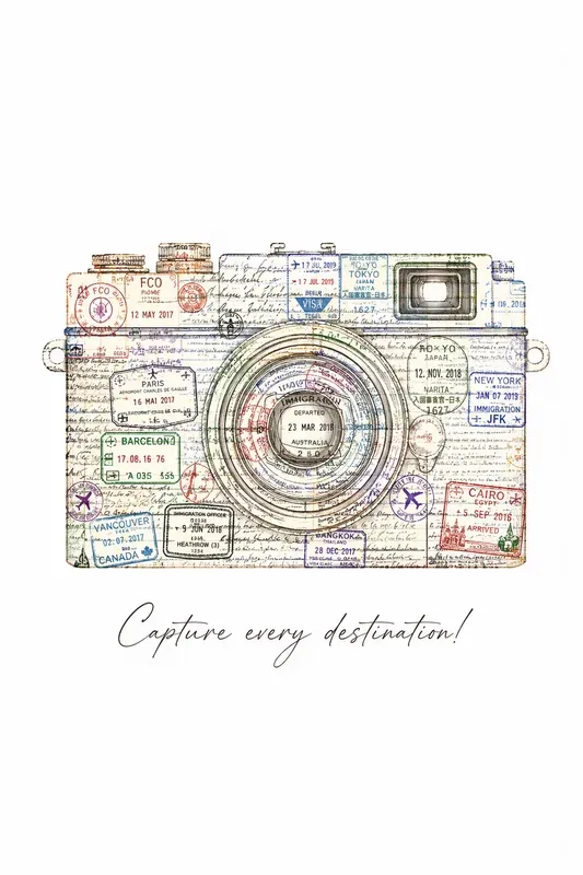 Vintage Passport Stamp Travel Poster Art