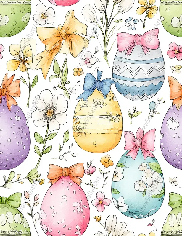 Easter Spring Seamless Pattern Art Papers