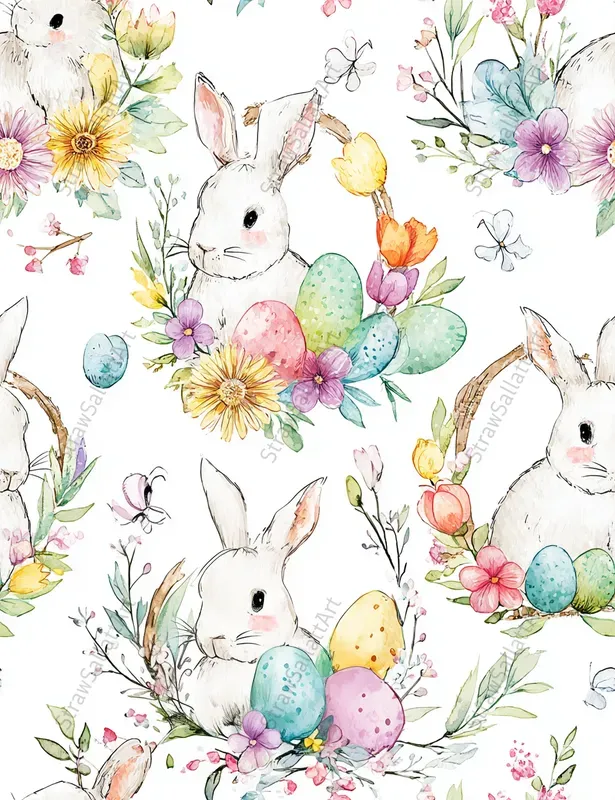 Easter Spring Seamless Pattern Art Papers