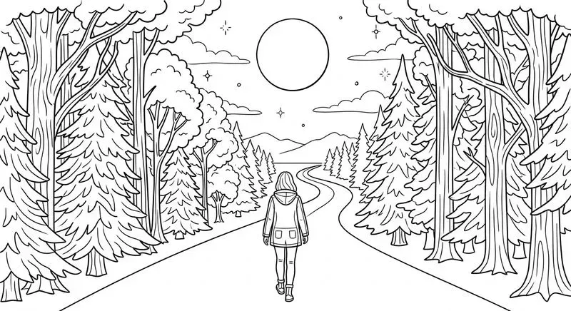 Nature Sceneries In Elegant Line Art