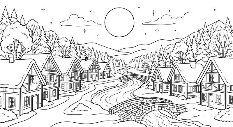 Nature Sceneries In Elegant Line Art
