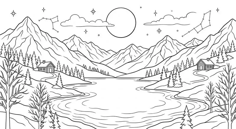 Nature Sceneries In Elegant Line Art