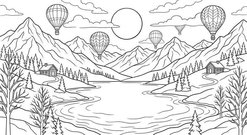 Nature Sceneries In Elegant Line Art