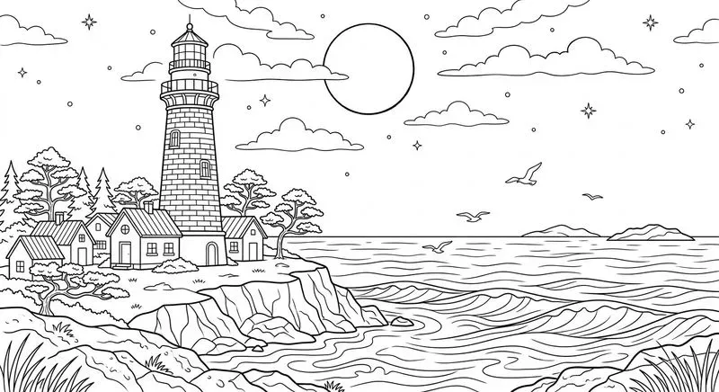 Nature Sceneries In Elegant Line Art