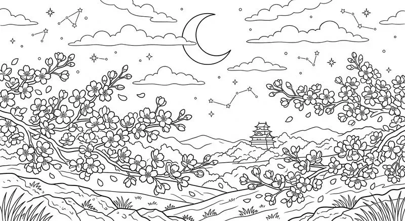 Nature Sceneries In Elegant Line Art