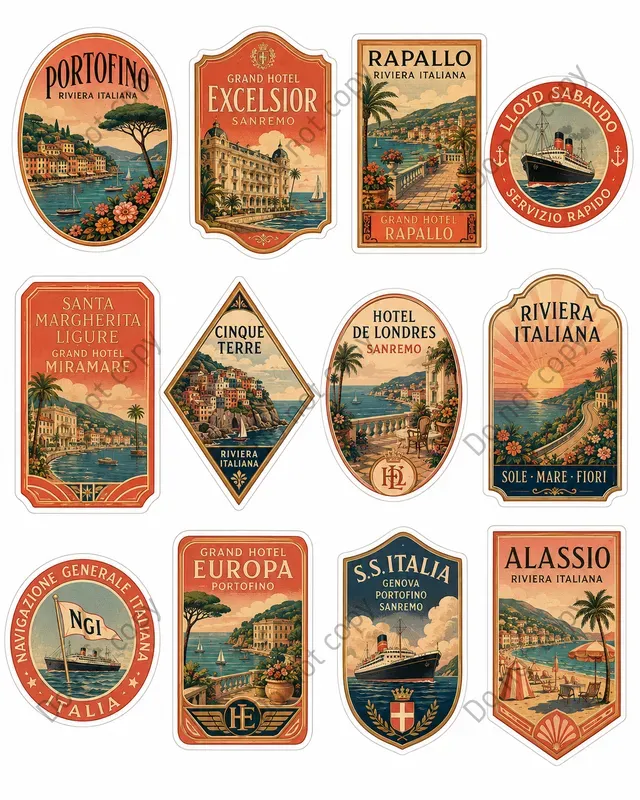 Vintage Luggage Sticker Packs