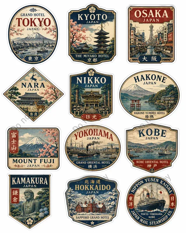 Vintage Luggage Sticker Packs