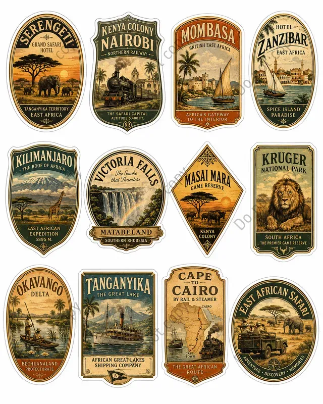 Vintage Luggage Sticker Packs