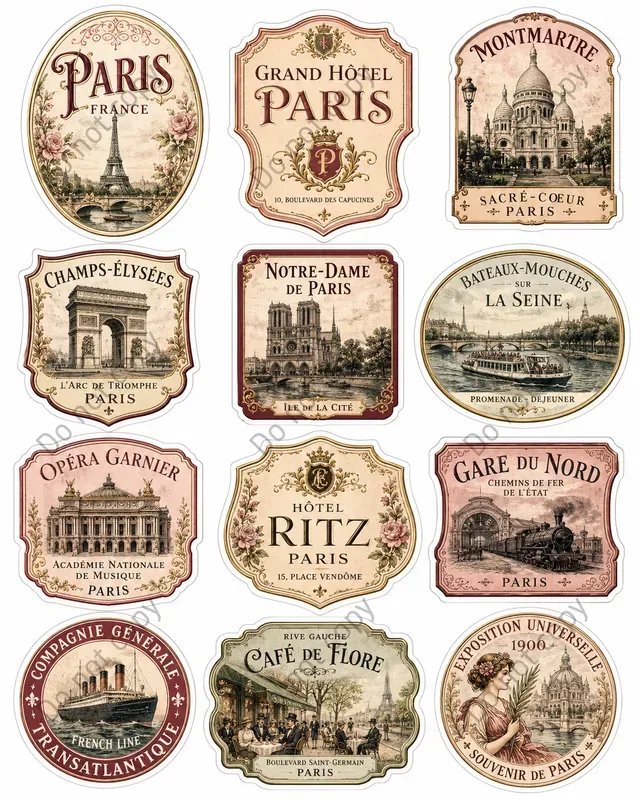 Vintage Luggage Sticker Packs