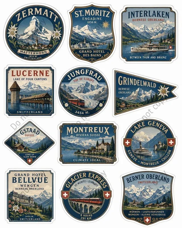 Vintage Luggage Sticker Packs