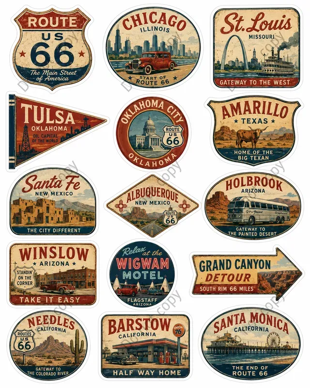 Vintage Luggage Sticker Packs