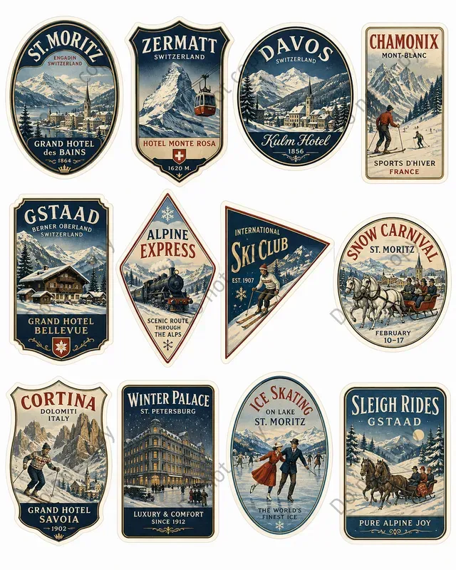 Vintage Luggage Sticker Packs