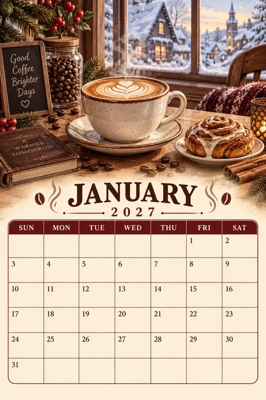 Coffee Lover 2027 Calendar Pages