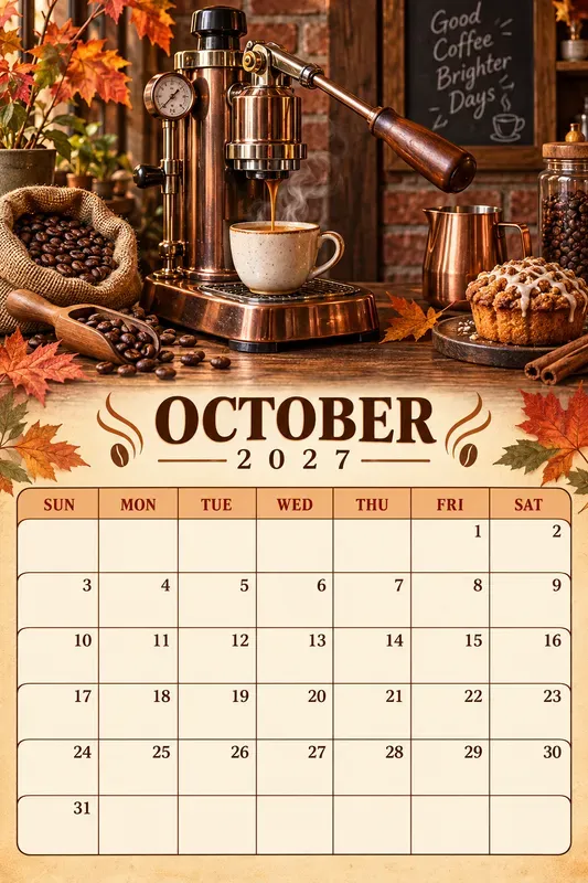 Coffee Lover 2027 Calendar Pages